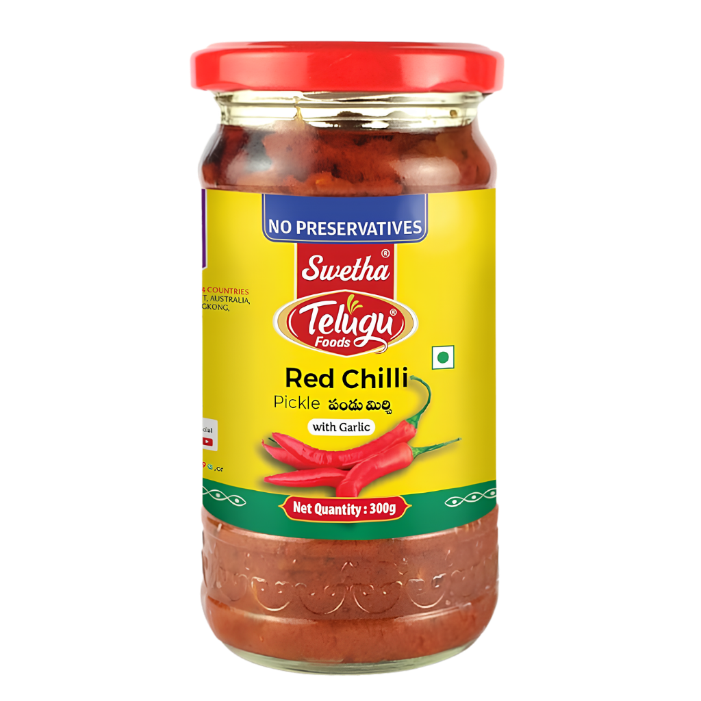 Telugu foods Red Chilli Pickle 300 g buy online USA - 1